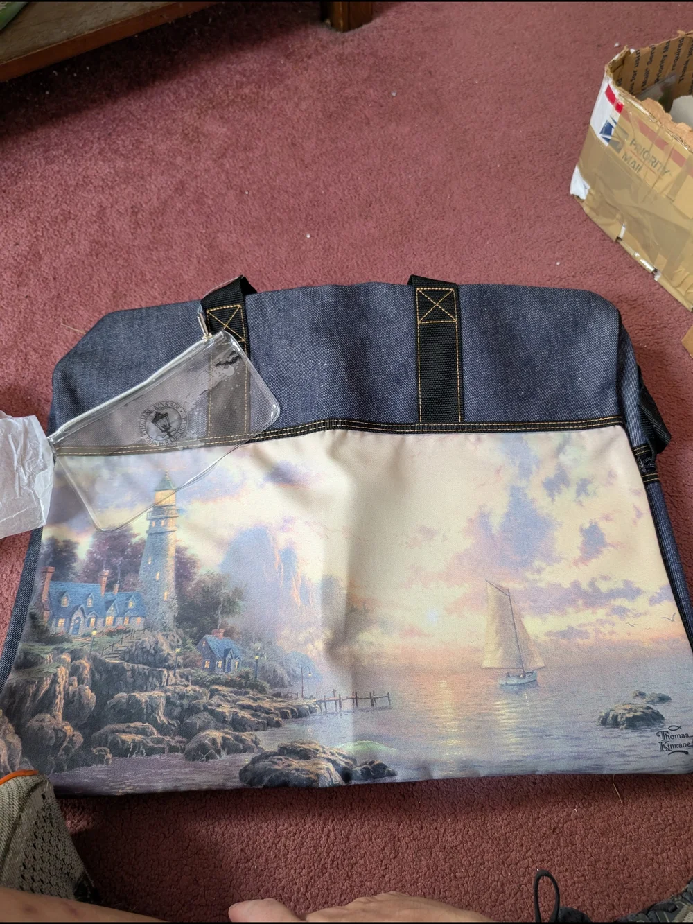 Thomas Kinkade Weekender Tote Bag - Blue and Cream